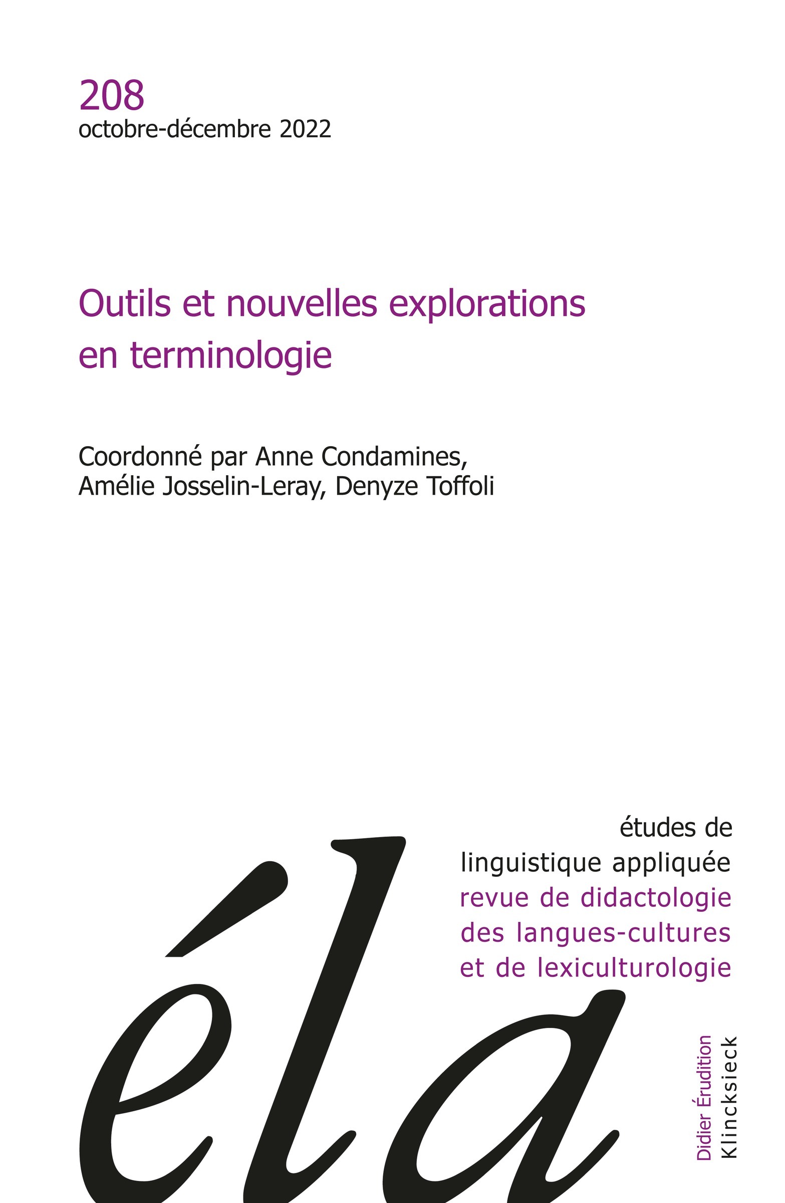 Études de linguistique appliquée - n°4/2022