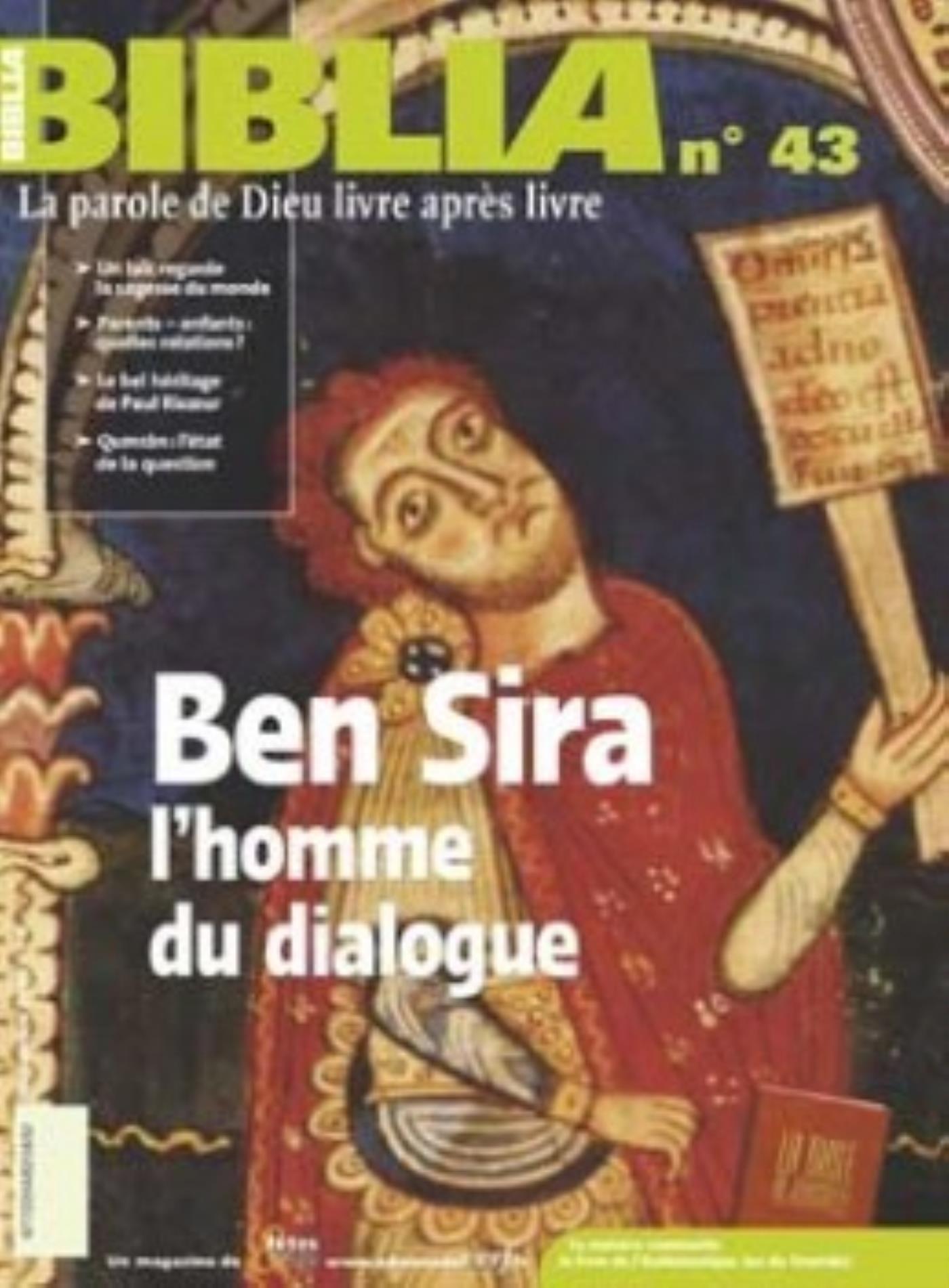 BIBLIA 43 - BEN SIRA, L'HOMME DU DIALOGUE