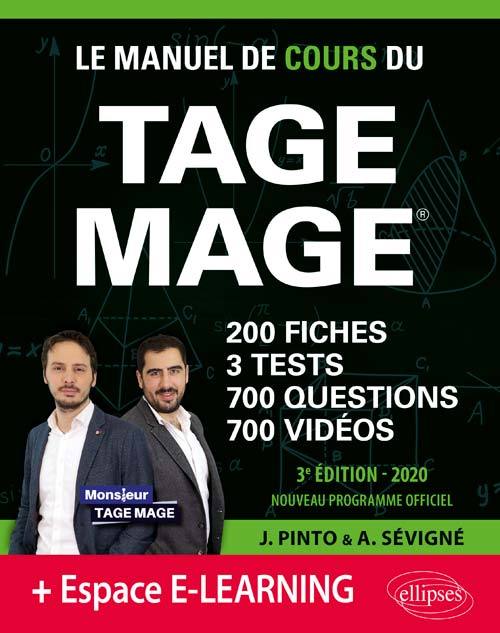 Le Manuel de Cours du TAGE MAGE – 3 tests blancs + 200 fiches de cours + 700 questions + 700 vidéos – édition 2020