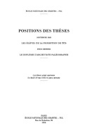 POSITIONS DES THESES 2025