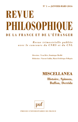Revue philosophique 2016, t. 141 (1)