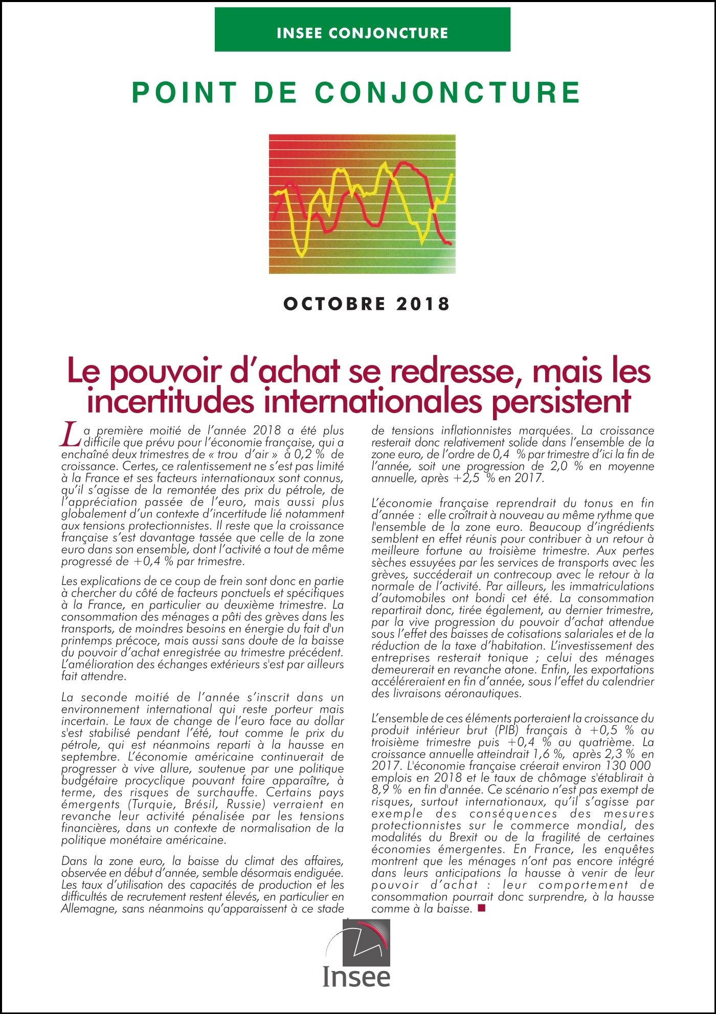 POINT DE CONJONCTURE Octobre 2018