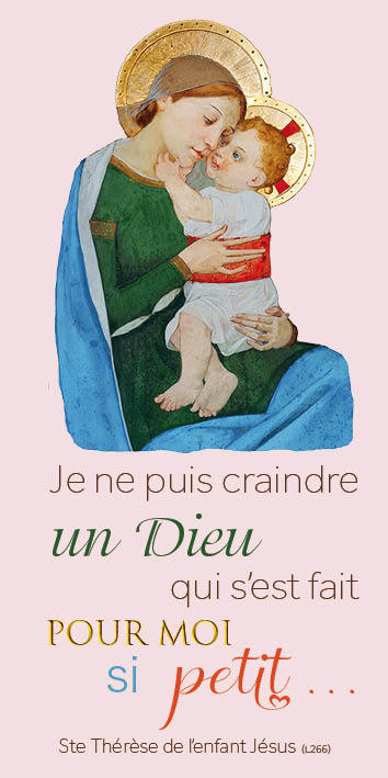 Vierge à l'enfant ND loretto Rose "je ne puis craindre un Dieu..." Lot de 10 cartes de communion - Vernis 3D