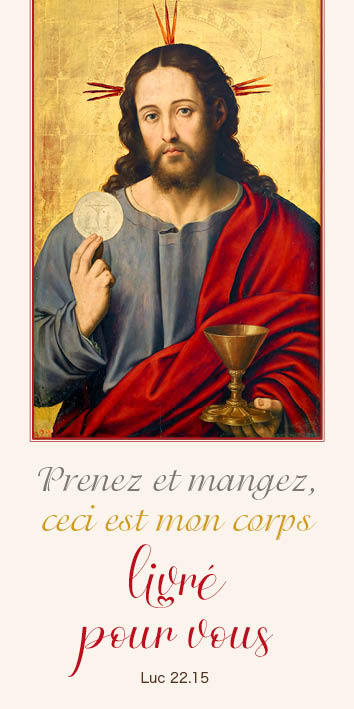 Jésus Eucharistie "prenez et manger..." Lot de 10 cartes de communion - Vernis 3D