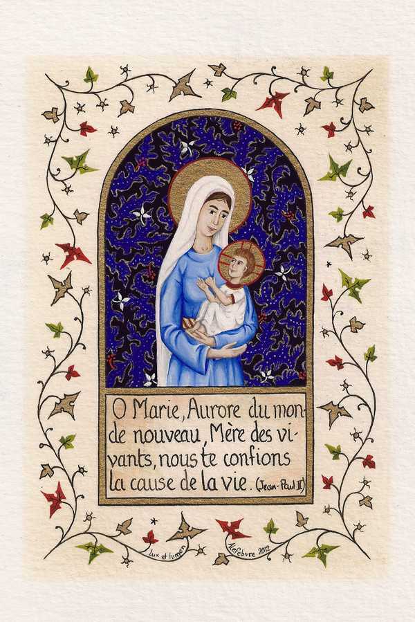 EL198 - Carte postale - Enluminures - O Marie, Aurore du monde nouveau, ...