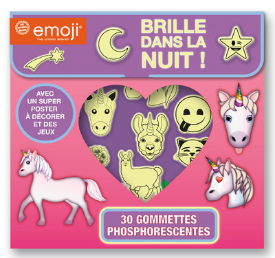 Emoji Licorne - 30 gommettes phosphorescentes