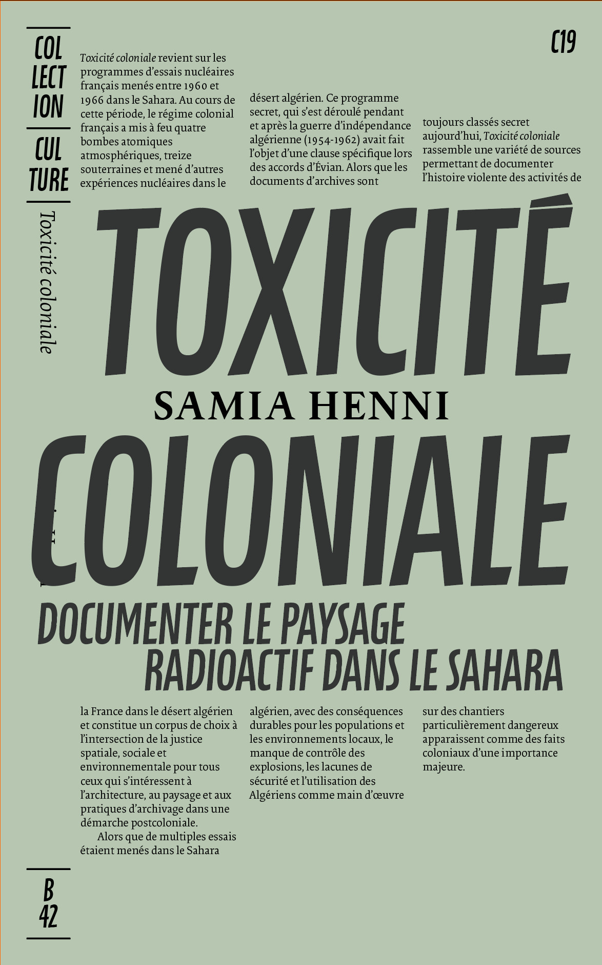 TOXICITÉ COLONIALE