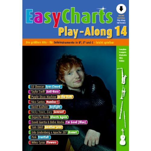 UWE BYE : EASY CHARTS PLAY-ALONG C/EB/BB-INSTRUMENT VOL 14 - RECUEIL + AUDIO ONLINE