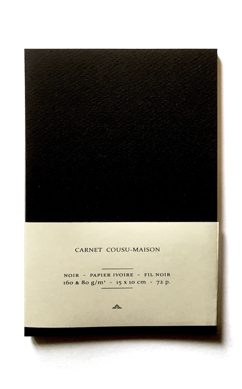 Carnet "cousu-maison" noir - A6 72p.