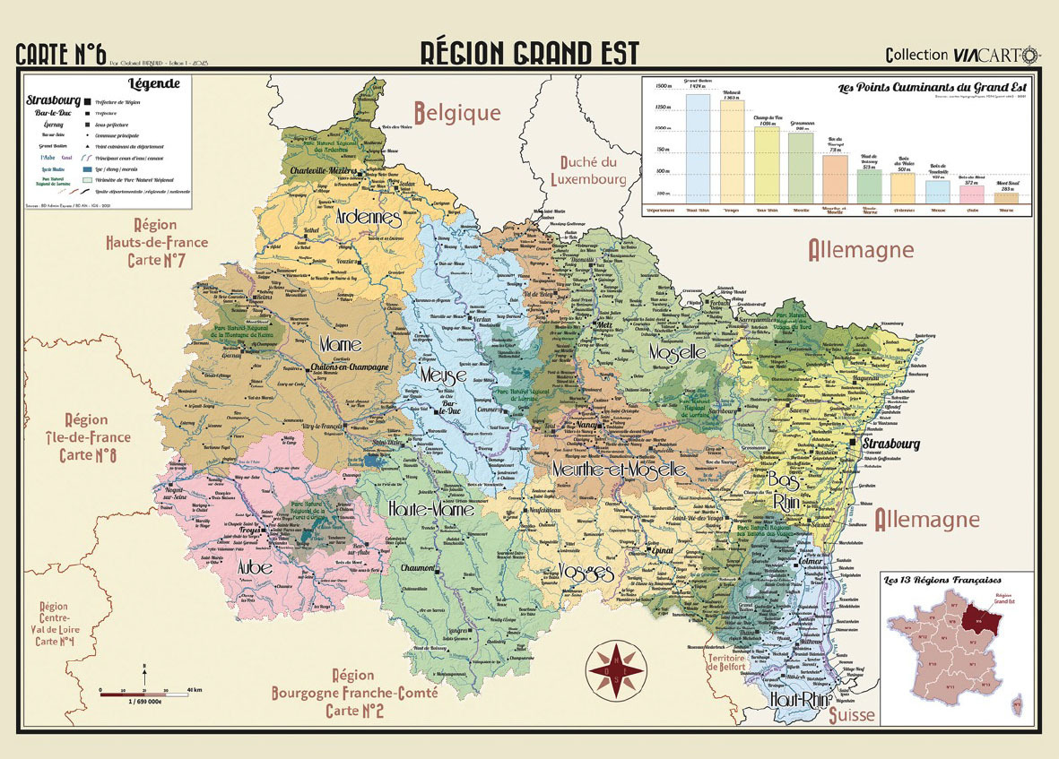 POSTER GEOGRAPHIQUE - GRAND - EST - 70 X 50