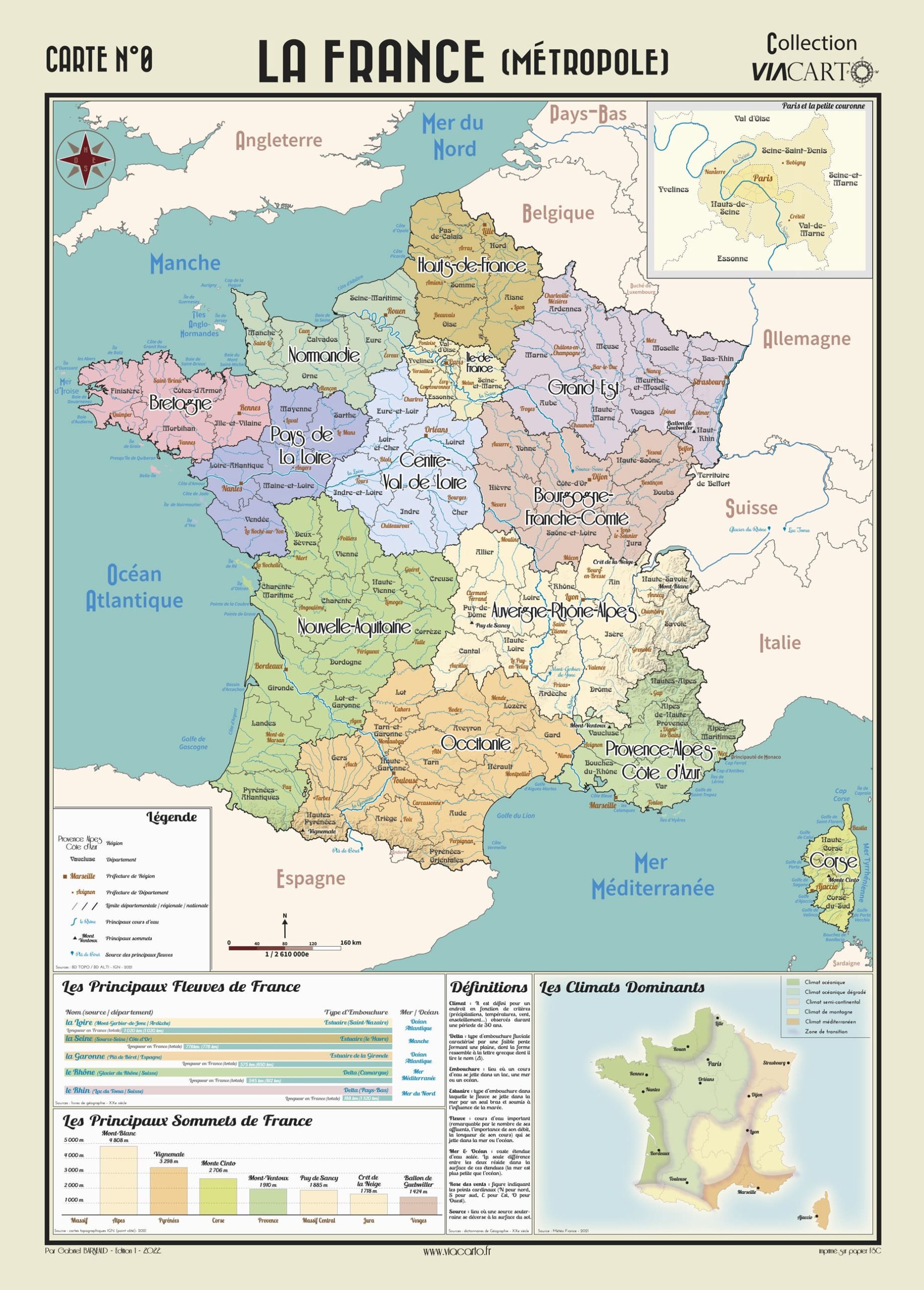 POSTER GEOGRAPHIQUE - FRANCE - 50 X 70
