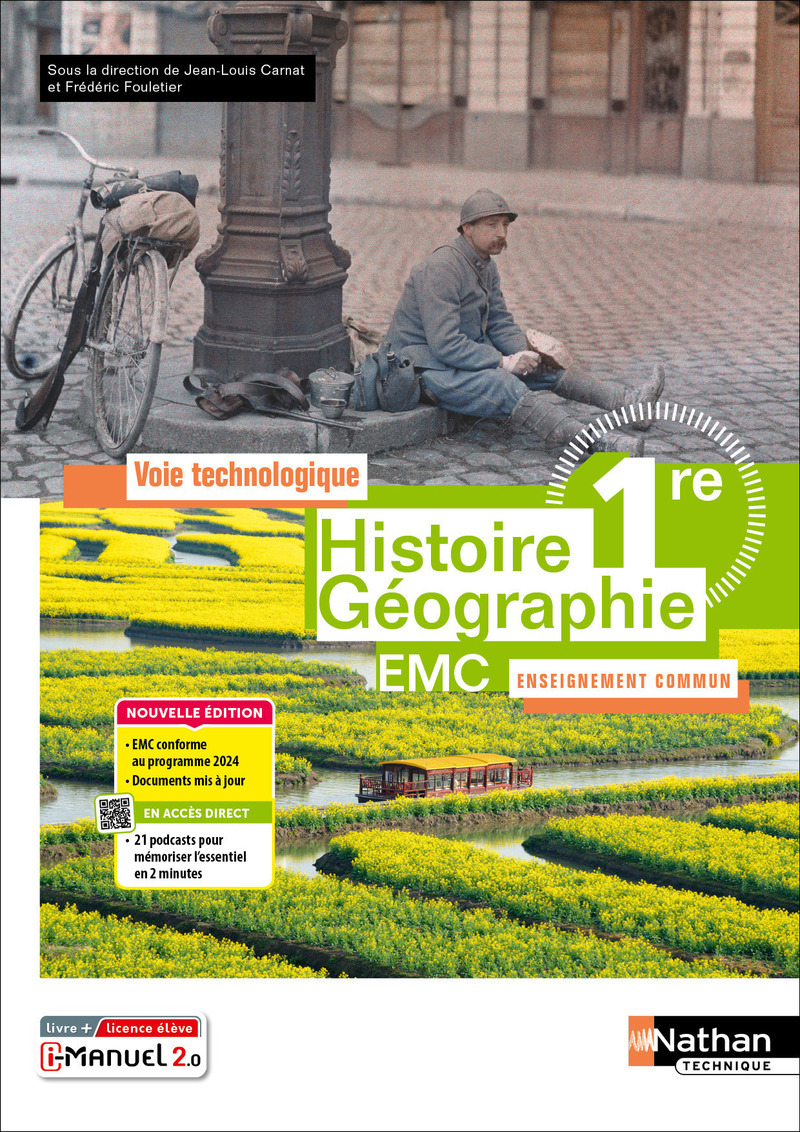 Histoire-Géographie - EMC - 1re Enseignement commun - Voie technologique - Éd. 2025 - Livre + licence