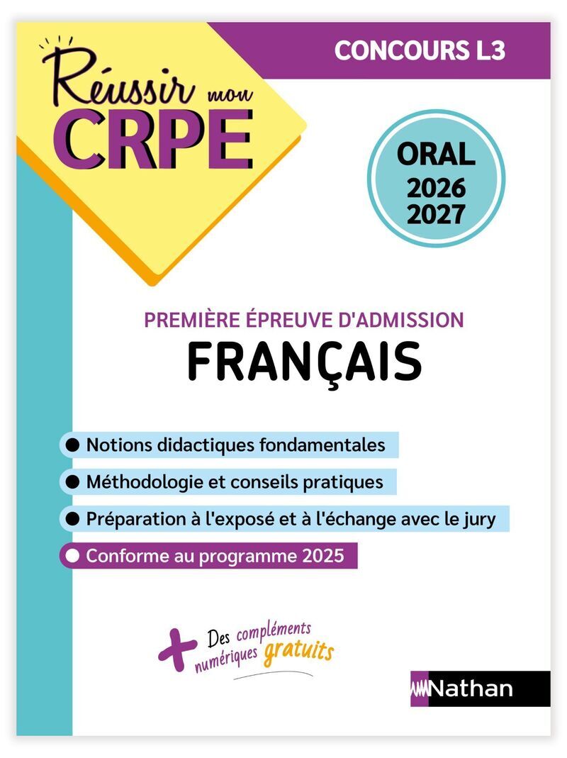 Réussir mon CRPE Français Admission concours L3 oral 2026-2027