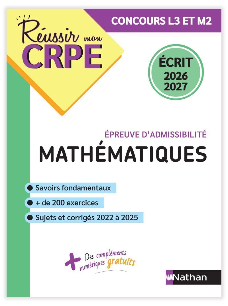 Réussir mon CRPE Maths épreuve d'admissibilité écrit 2026 2027