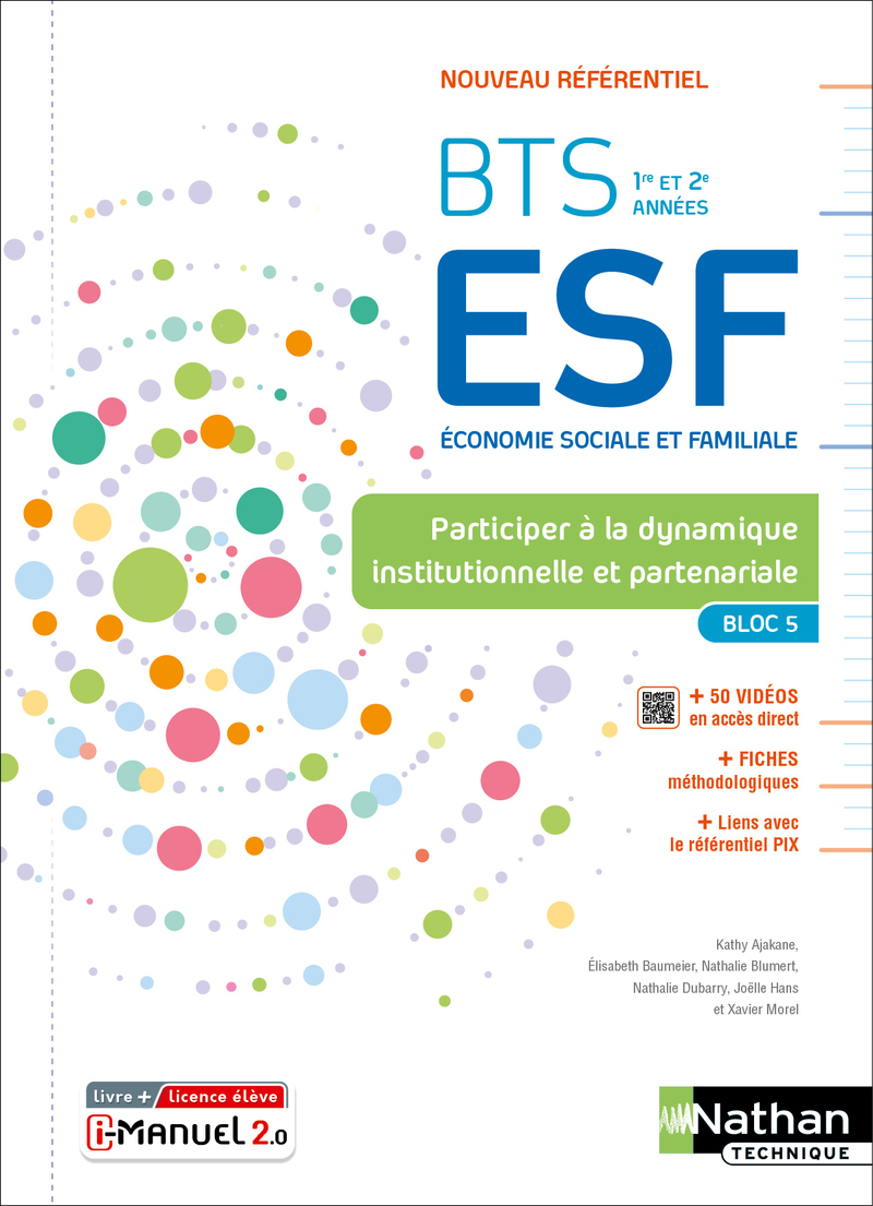Participation à la dynamique institutionnelle et partenariale Bloc 5 BTS ESF 1ère et 2ème années - 2023 -Manuel+ iManuel