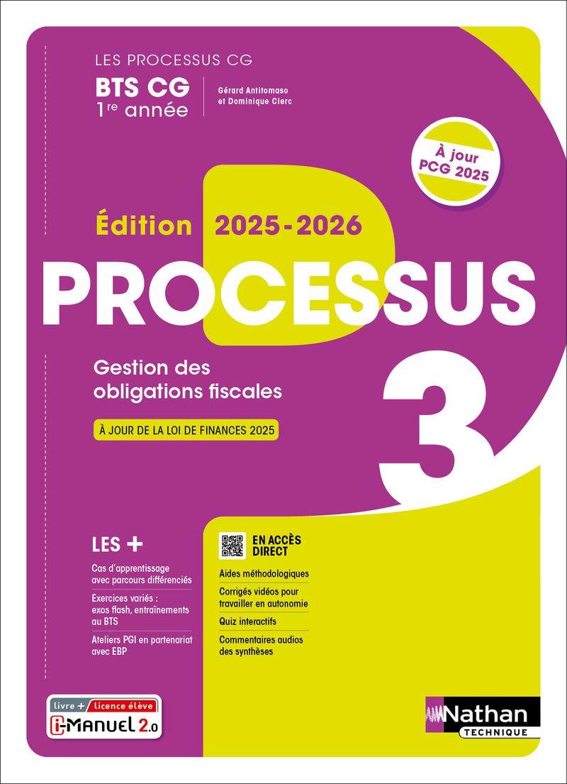 Processus 3 - Gestion des obligations fiscales - BTS CG 1ère année - Coll. Les processus CG - Éd. 2025 - Livre + licence