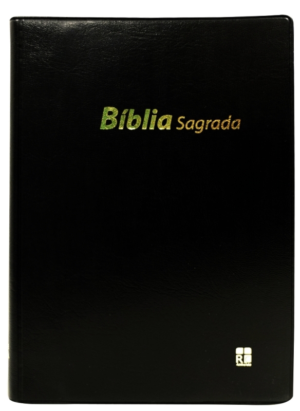Bible en portugais, vinyle, souple, noire, tranche blanche