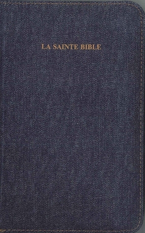 La Sainte Bible Segond 1910 - Denim, ongles, glissère, souple, tranches or, format compact