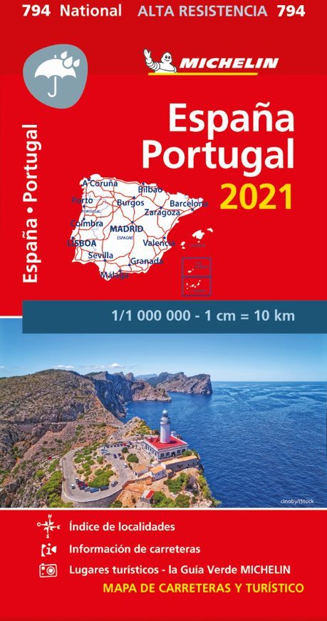 Carte Nationale España, Portugal 2021 - Papel alta resistencia / Espagne, Portugal 2021 - Indéchirab