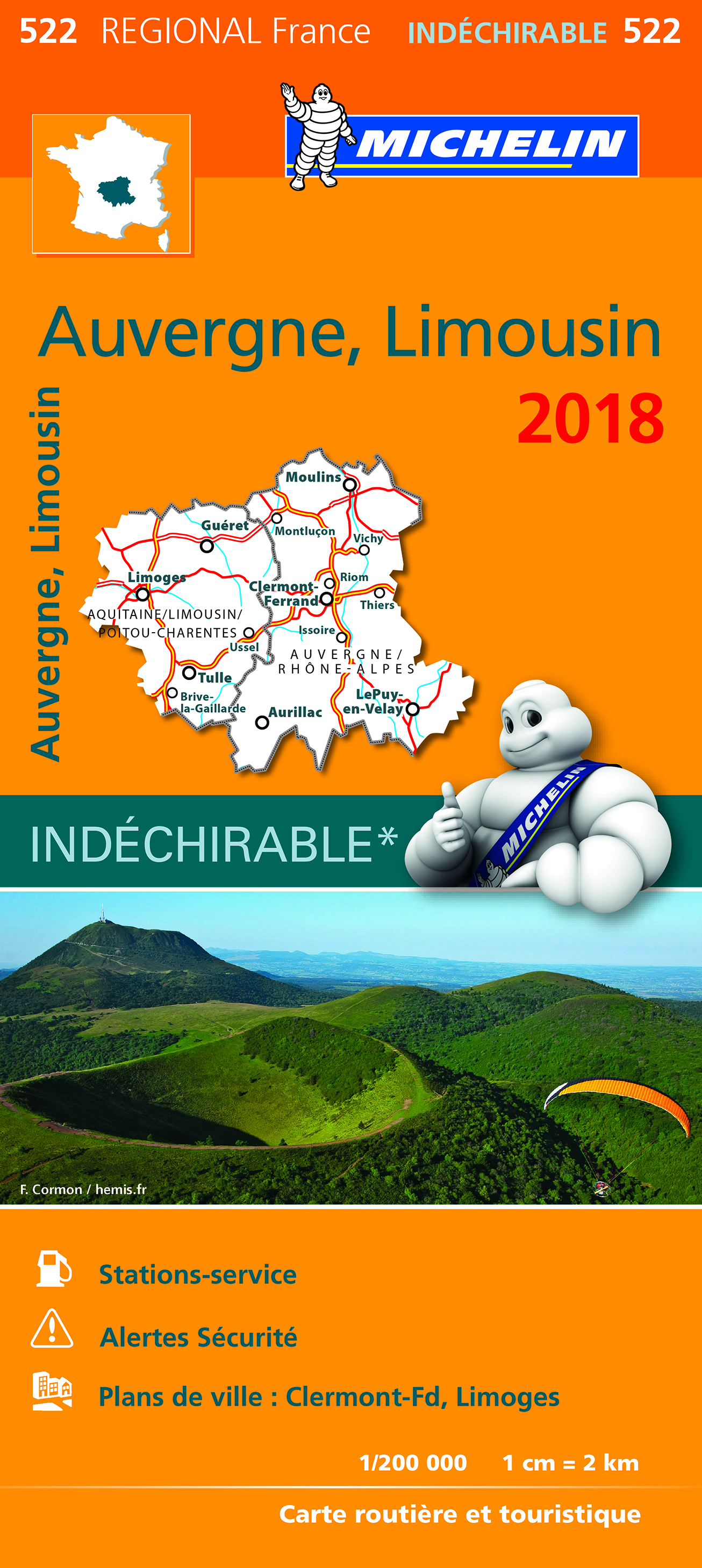 CARTE REGIONALE 522 AUVERGNE LIMOUSIN 2018