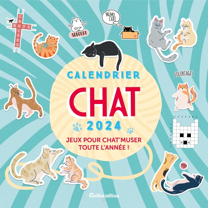 Calendrier mural jeux chats 2024
