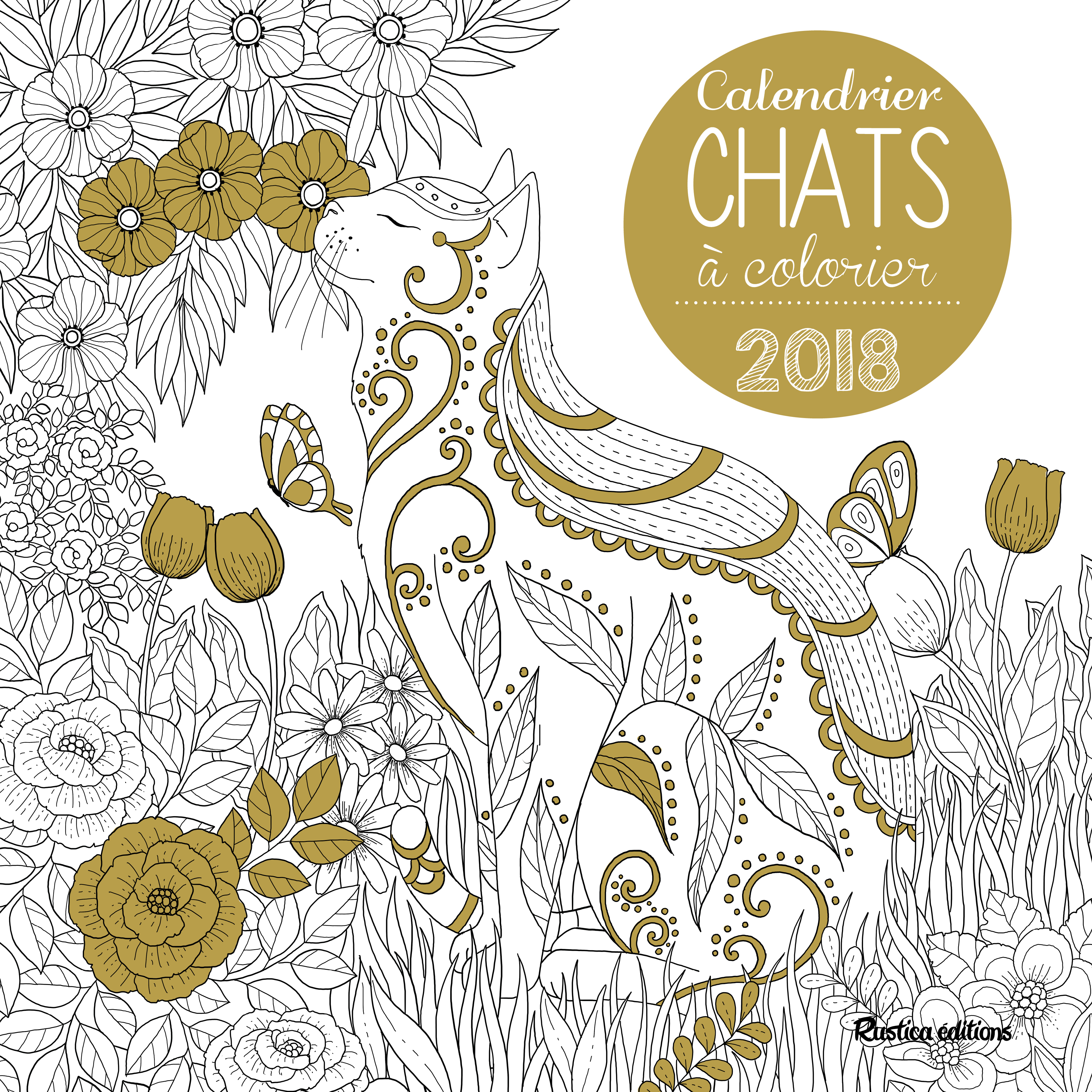 Calendrier chats à colorier 2018