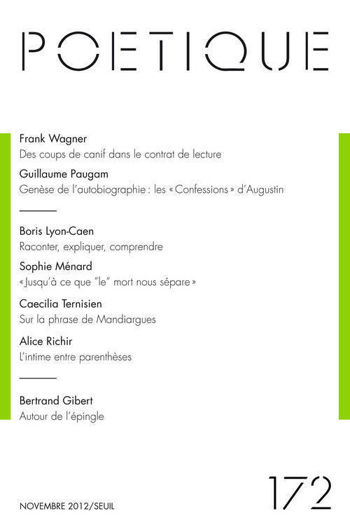 Poétique, n°172