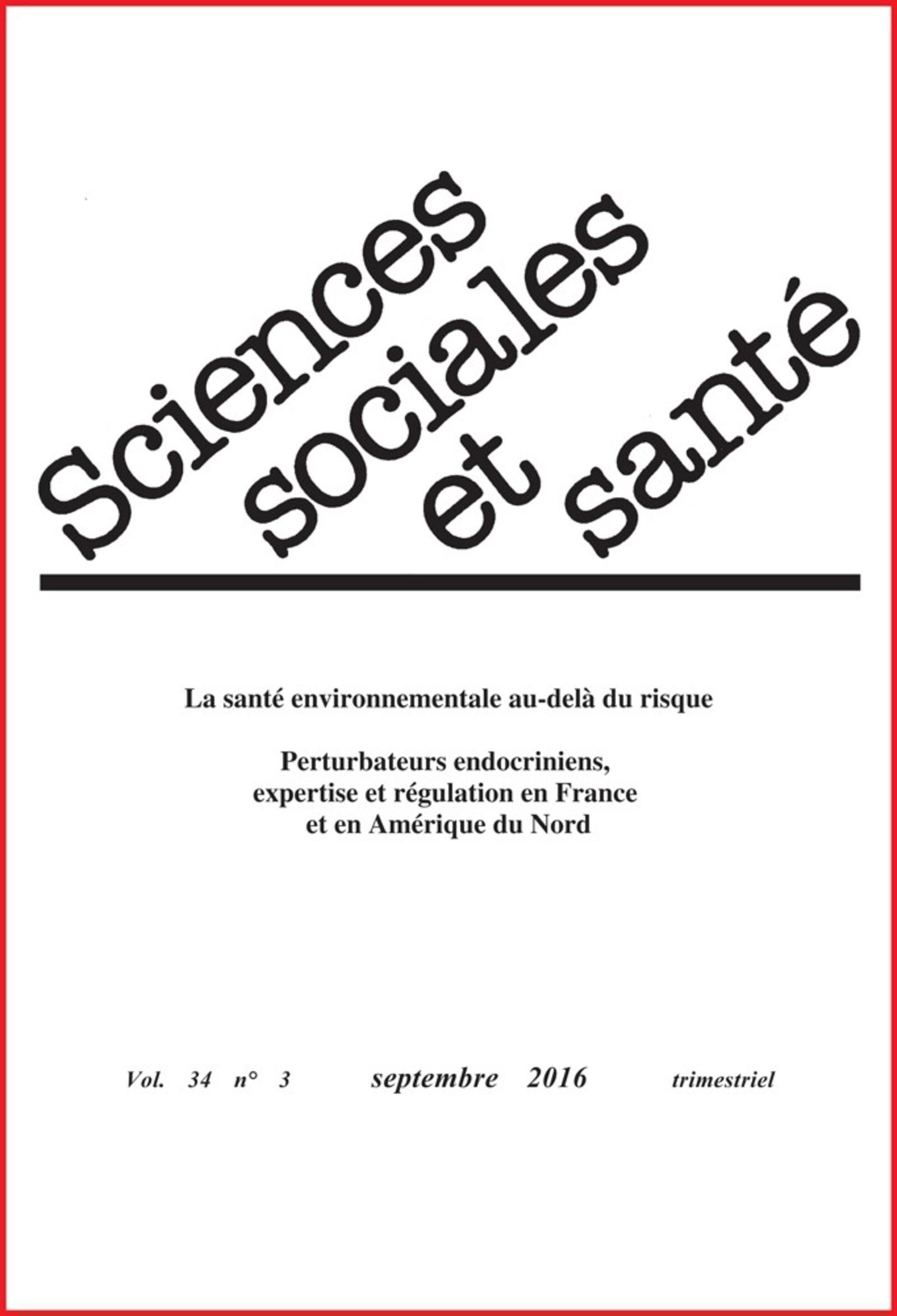 Revue sciences sociales et santé - Volume 34 n°3 - Septembre 2016