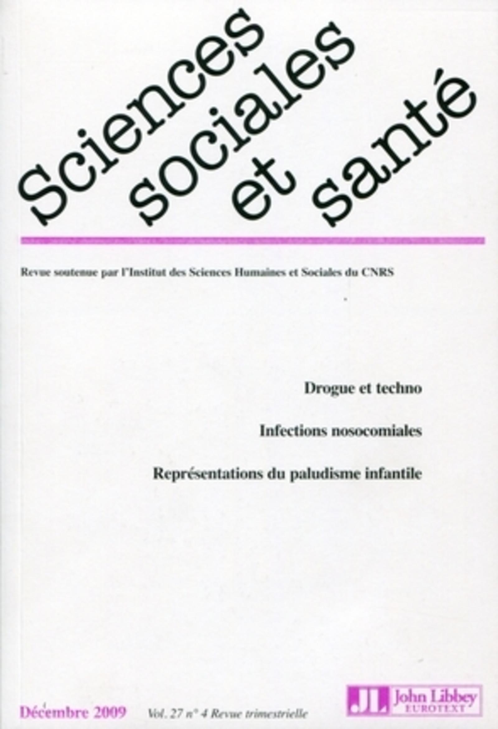 Revue sciences sociales et santé - Vol.27 - N°4 Décembre 2009