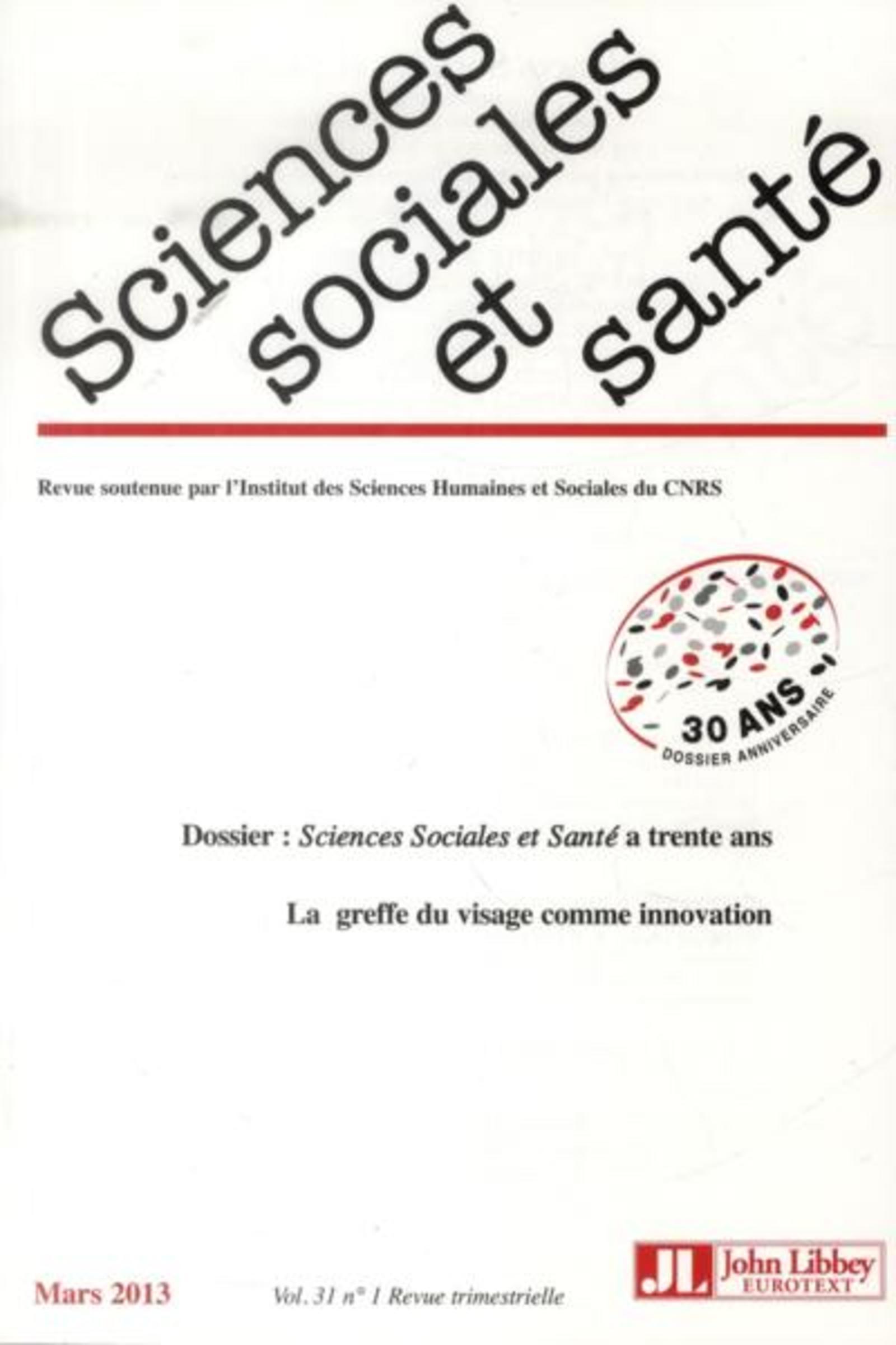 Revue Sciences Sociales et Santé - Vol 31 - N°1 - Mars 2013