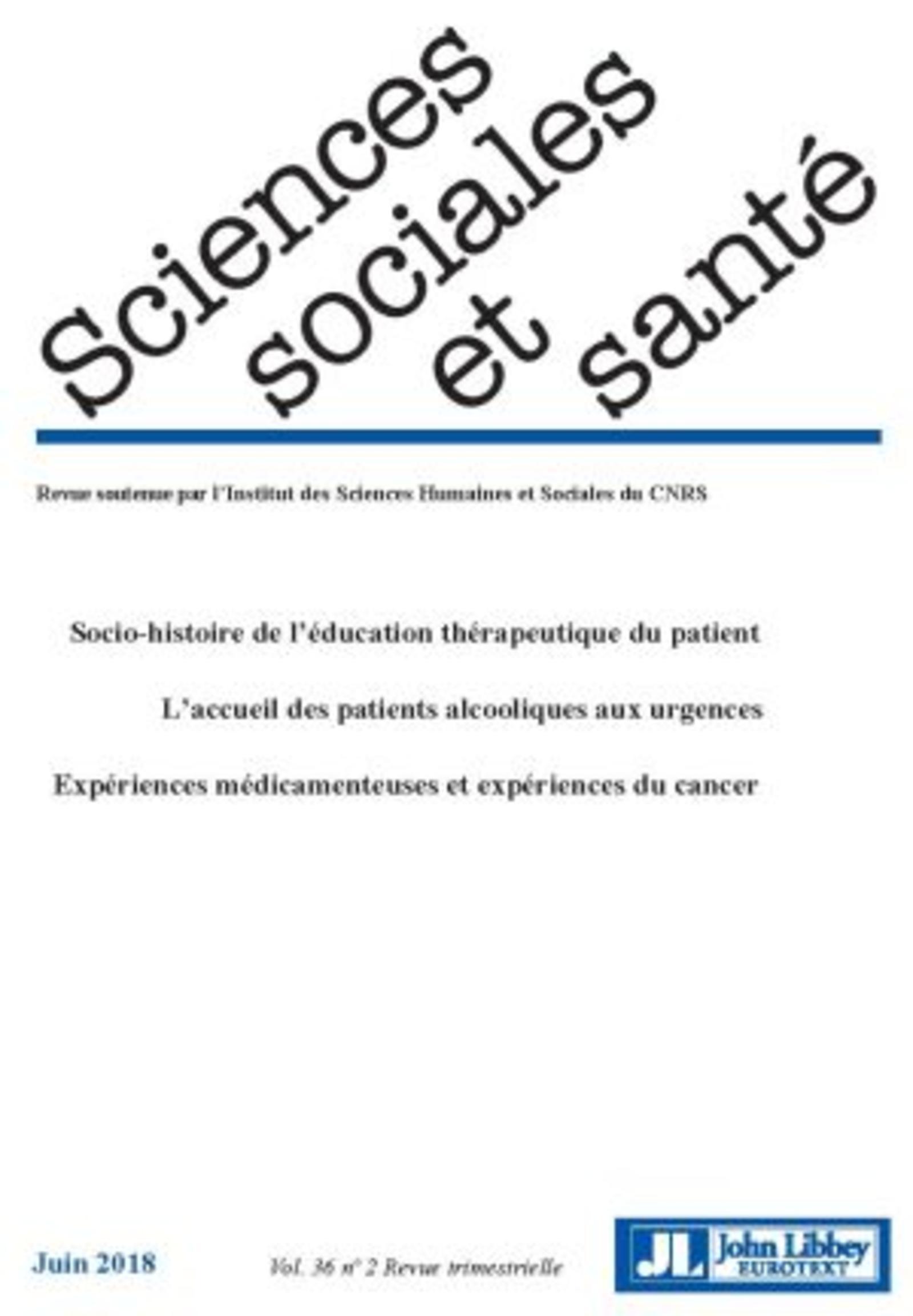 Revue Sciences Sociales et Santé. Vol 36 - N°2 - Juin 2018