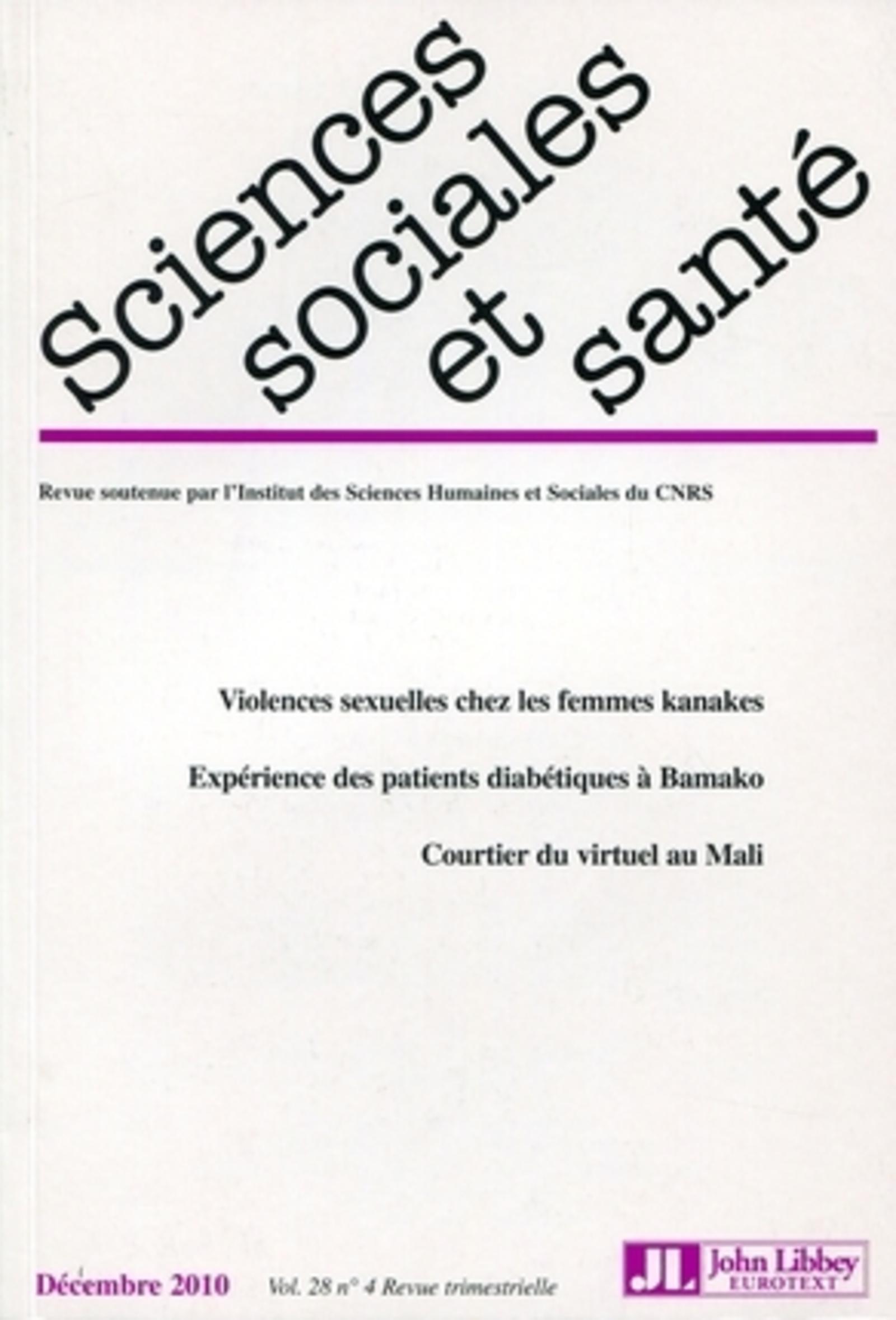 Revue Sciences Sociales et Santé - Vol. 28 N°4 Décembre 2010