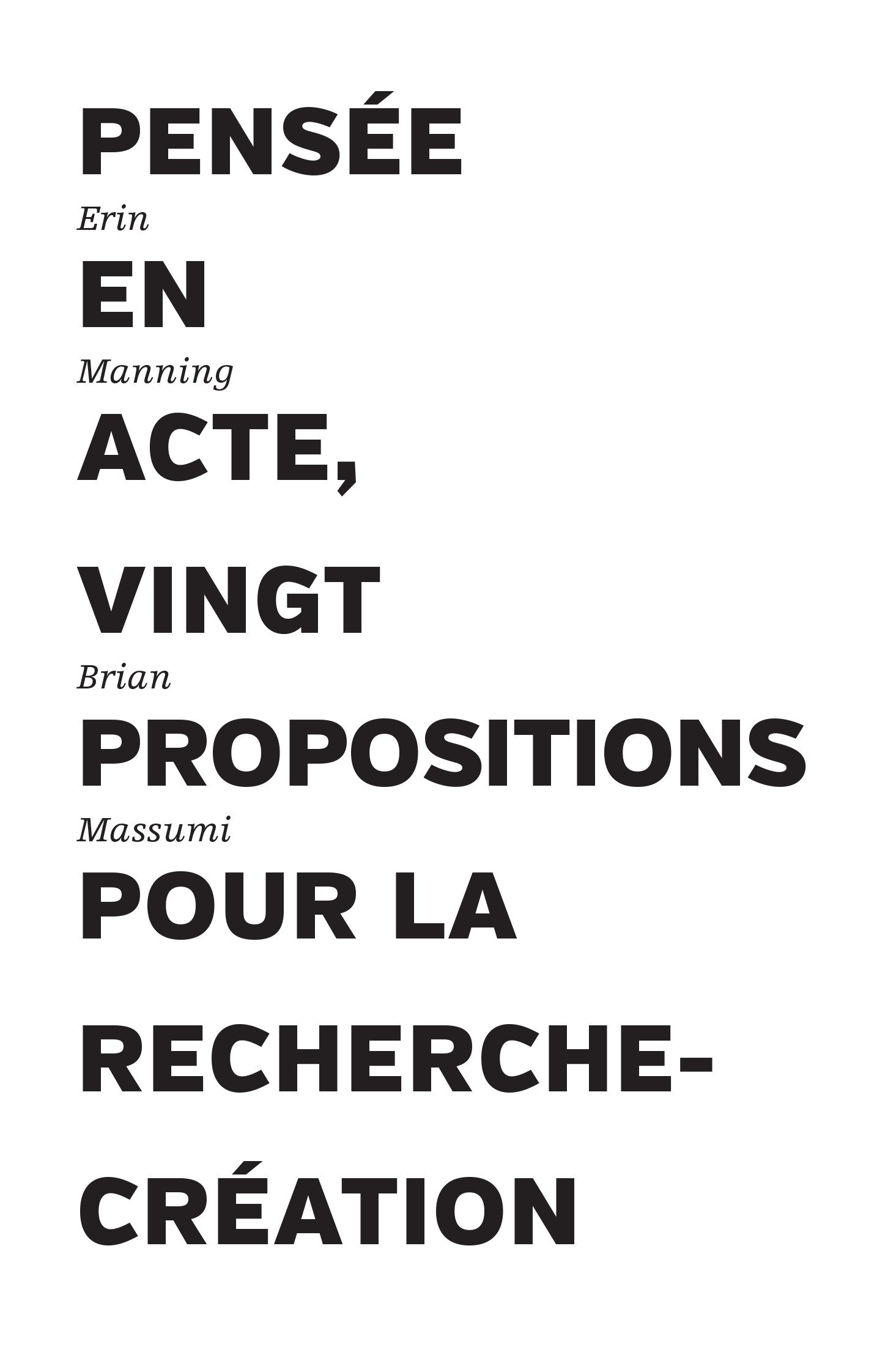 Pensée en acte - Vingt propositions pour la recherche-création
