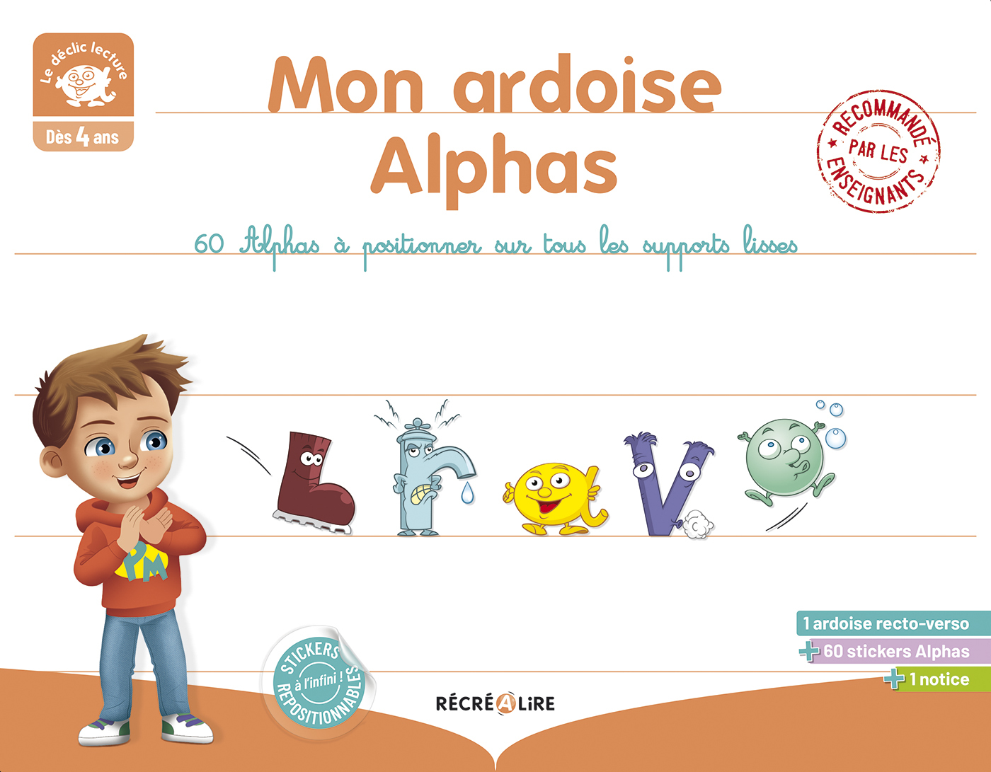 Mon ardoise Alphas - 60 Alphas à positionner sur tous les supports lisses