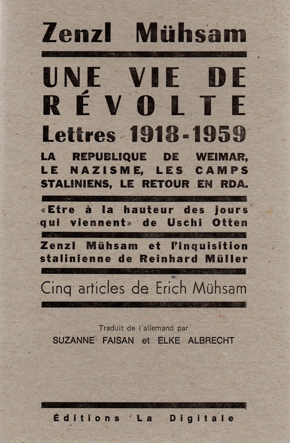 Une vie de révolte - Lettres 1918-1959