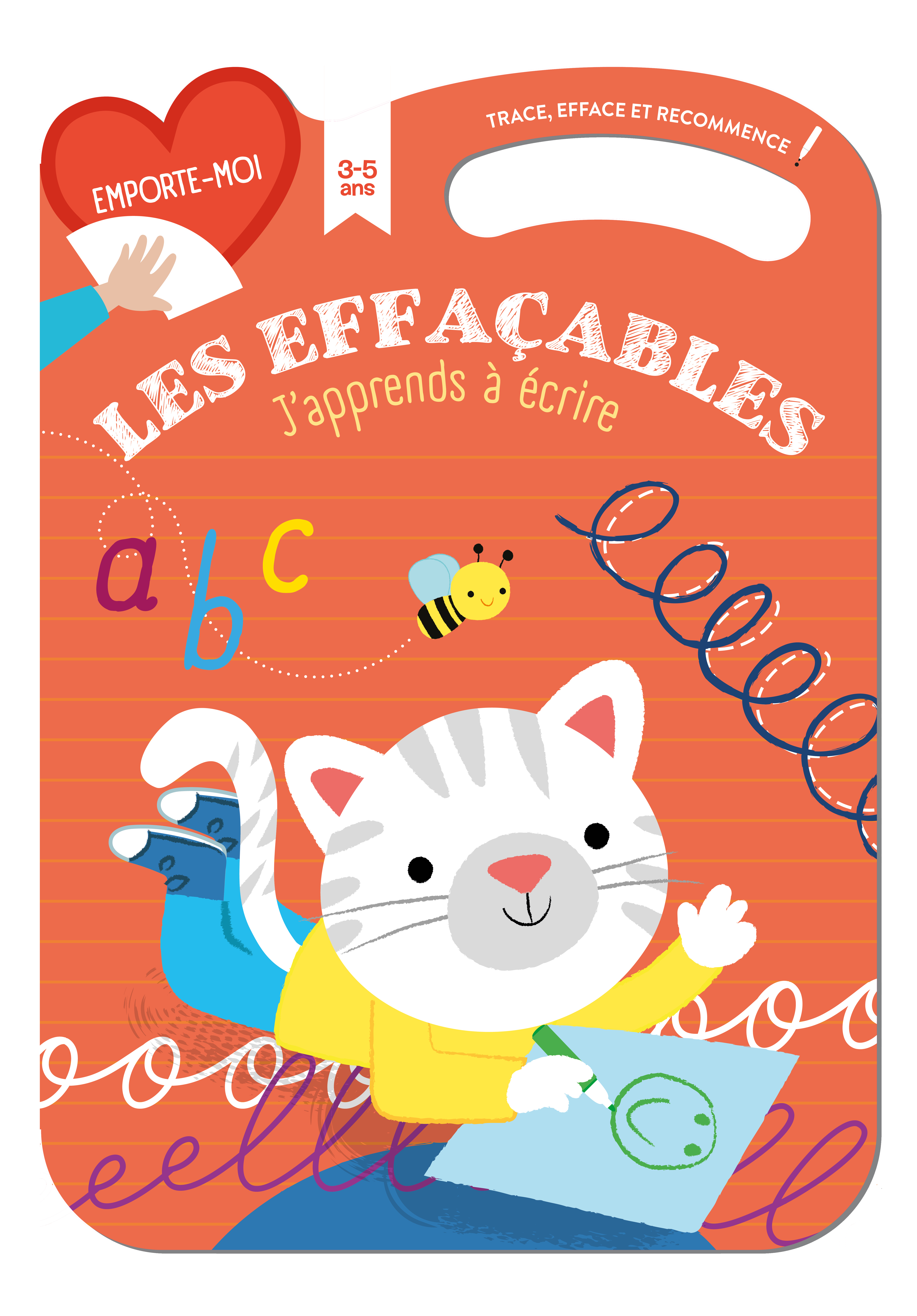 J'apprends à écrire (3-5) - rouge - Les effaçables, trace, efface et recommence