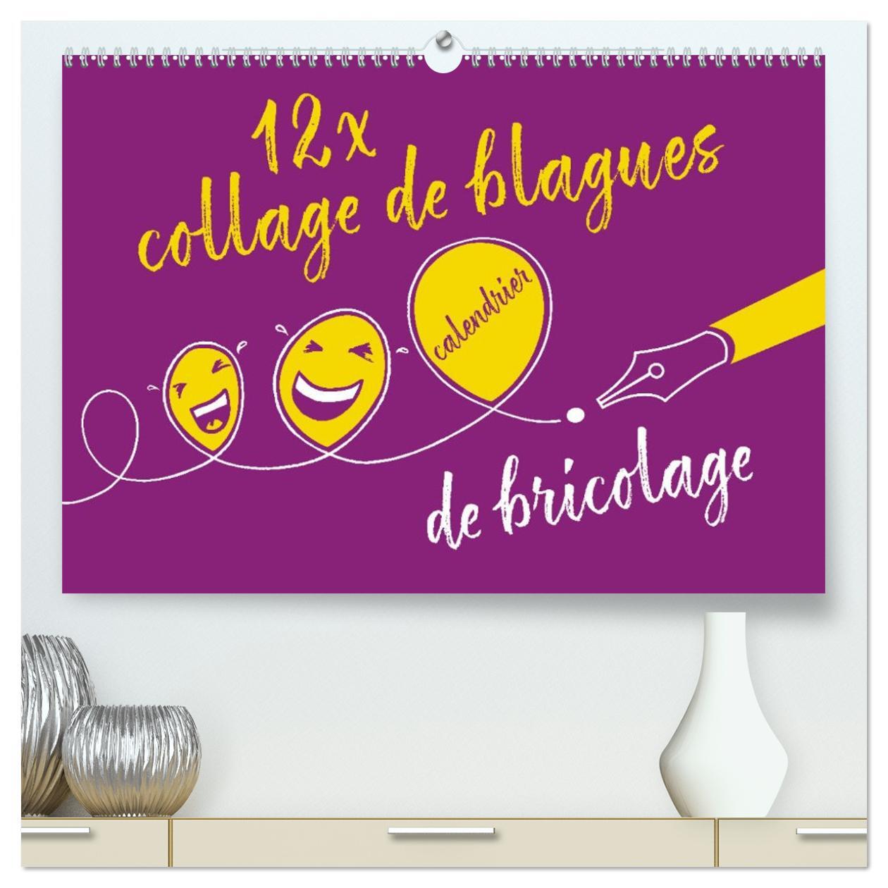 12 x collage de blagues - calendrier de bricolage  (Calendrier mural 2026 DIN A2 vertical) calendrier de bureau