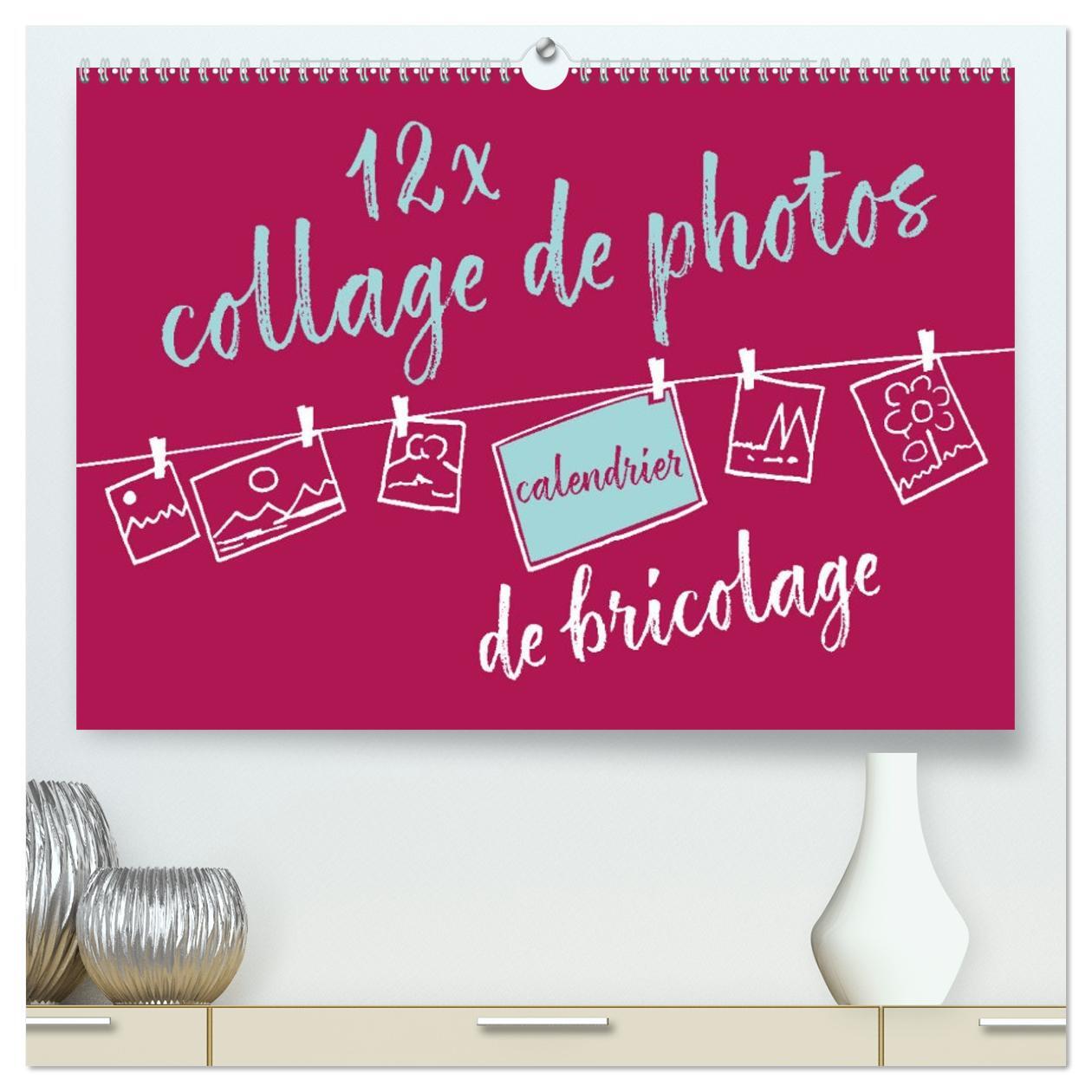 12 x collage de photos - calendrier de bricolage  (Calendrier mural 2026 DIN A2 vertical) calendrier de bureau
