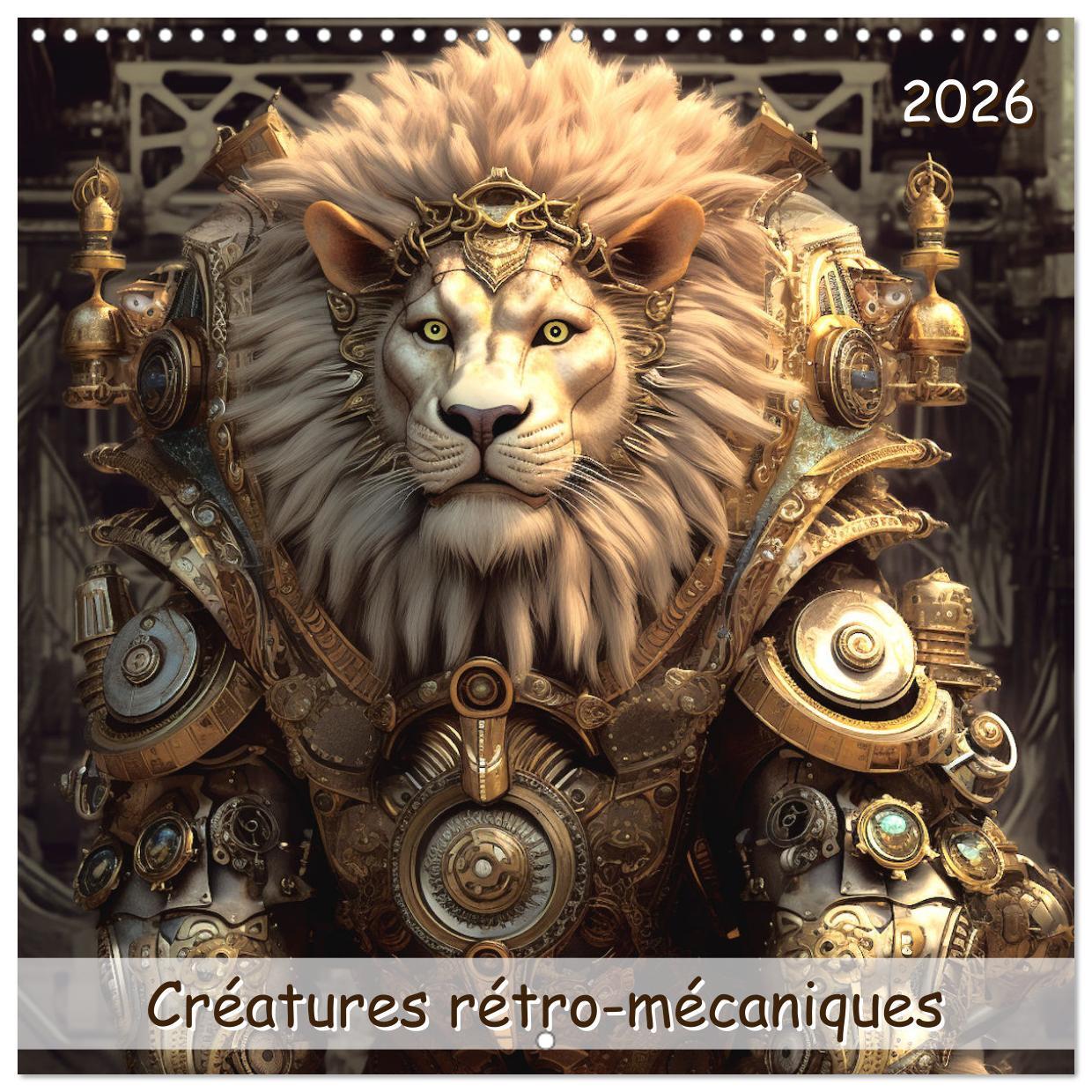 Créatures rétro-mécaniques (Calendrier mural carré 2026 30x30 cm) Calendrier double avec une page pour vos prises de notes