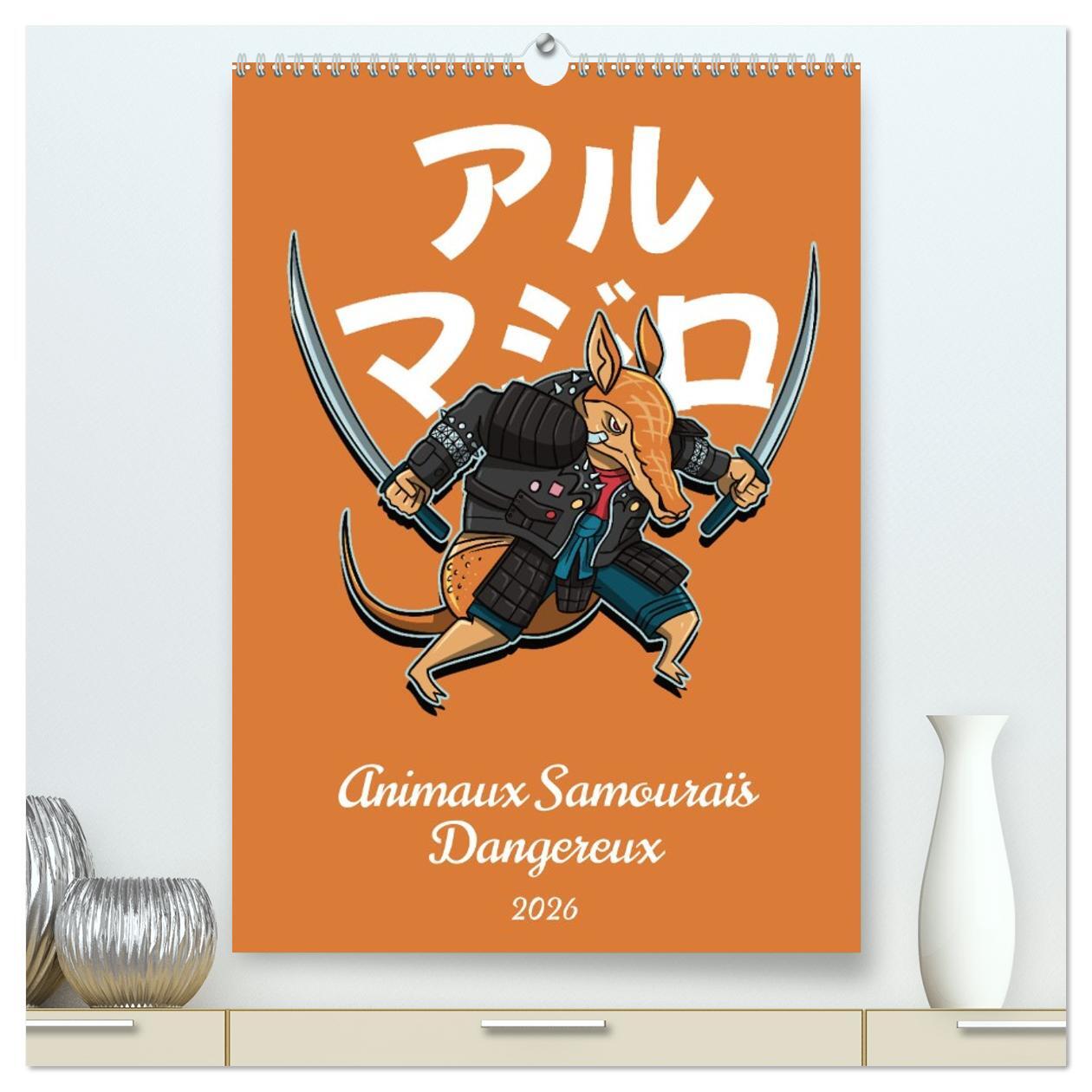 Animaux Samouraïs Dangereux  (Calendrier mural 2026 DIN A2 horizontal) calendrier de bureau