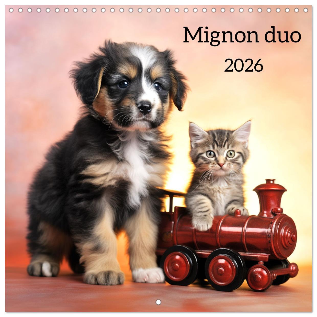 Mignon duo (Calendrier mural carré 2026 30x30 cm) Calendrier double avec une page pour vos prises de notes