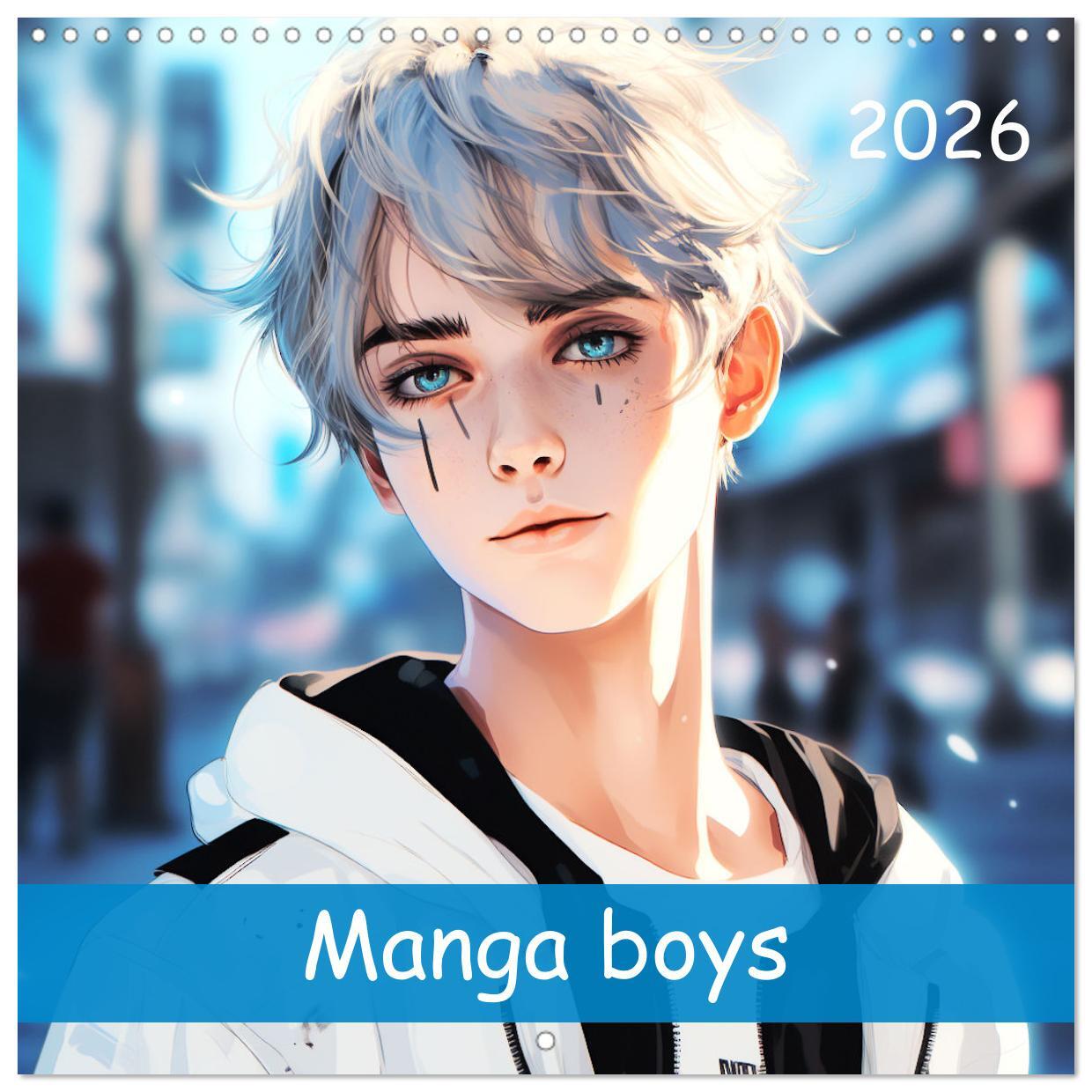 Manga boys (Calendrier mural carré 2026 30x30 cm) Calendrier double avec une page pour vos prises de notes