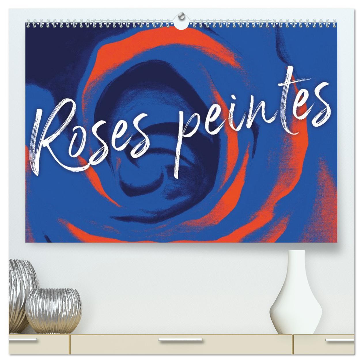 Roses peintes  (Calendrier mural 2026 DIN A2 vertical) calendrier de bureau