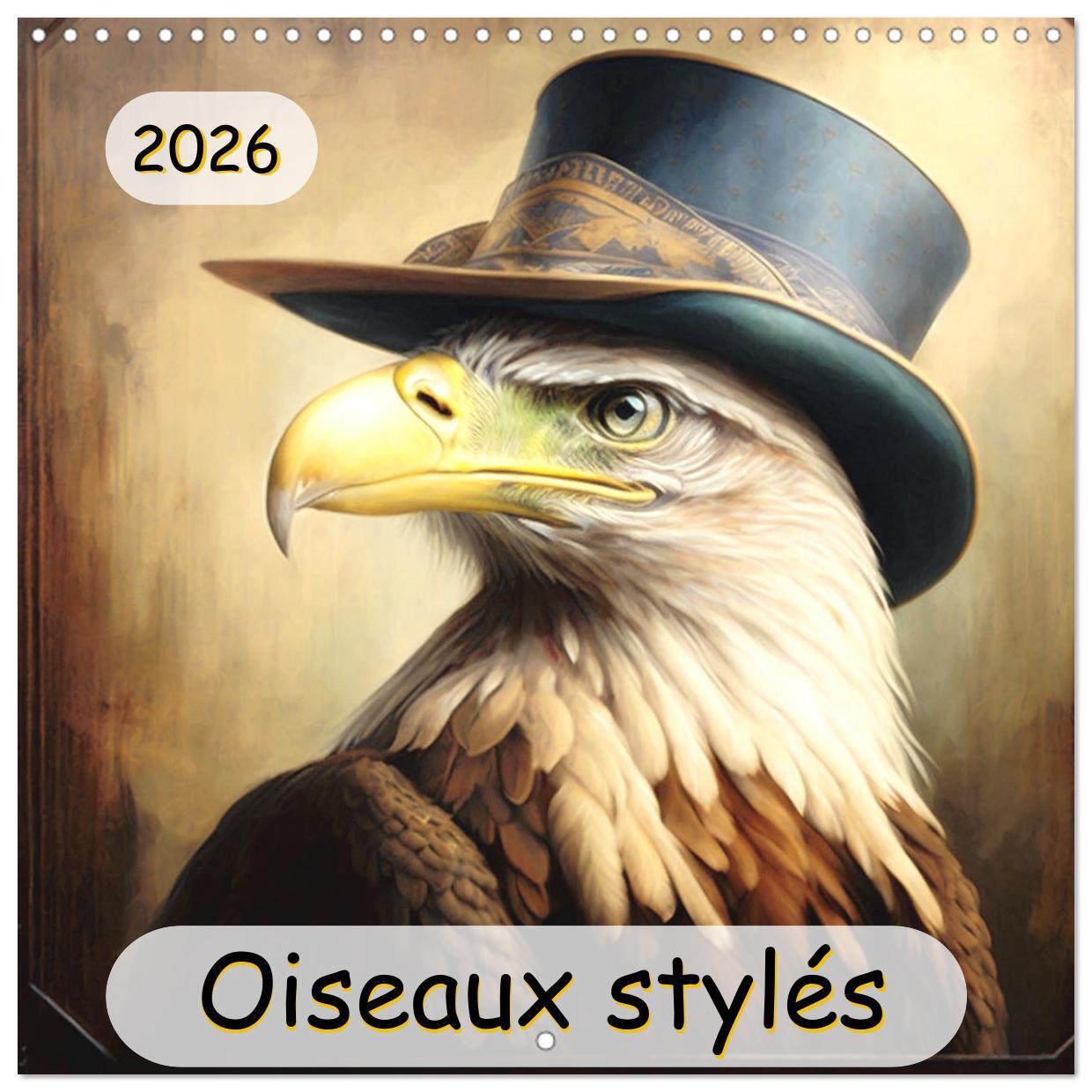 Oiseaux Stylés (Calendrier mural carré 2026 30x30 cm) Calendrier double avec une page pour vos prises de notes