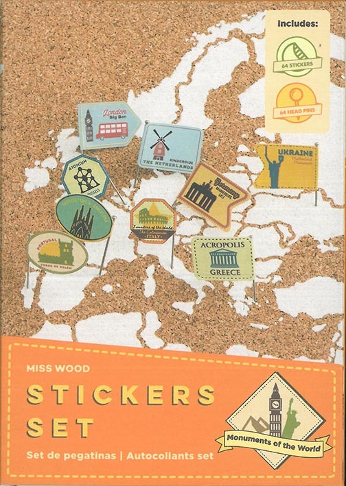 STICKERS MONUMENTS DU MONDE 64 EPINGLES ET 64 STICKERS