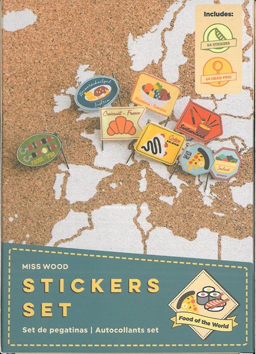 STICKERS NOURRITURE DU MONDE 64 EPINGLES ET 64 STICKERS