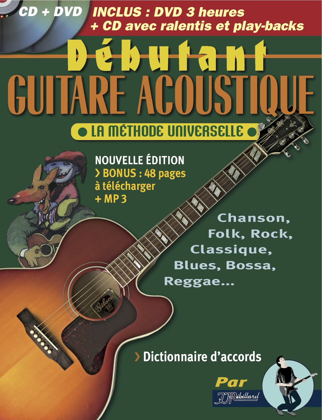 DÉBUTANT GUITARE ACOUSTIQUE LIVRE + CD + DVD