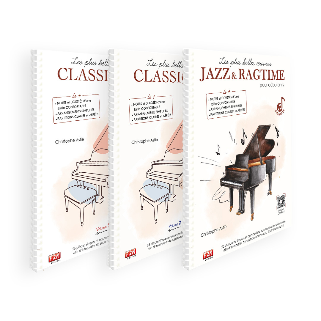 LA COLLECTION BIG NOTES - LES PLUS BELLES OEUVRES CLASSIQUES + JAZZ & RAGTIME POUR DÉBUTANTS