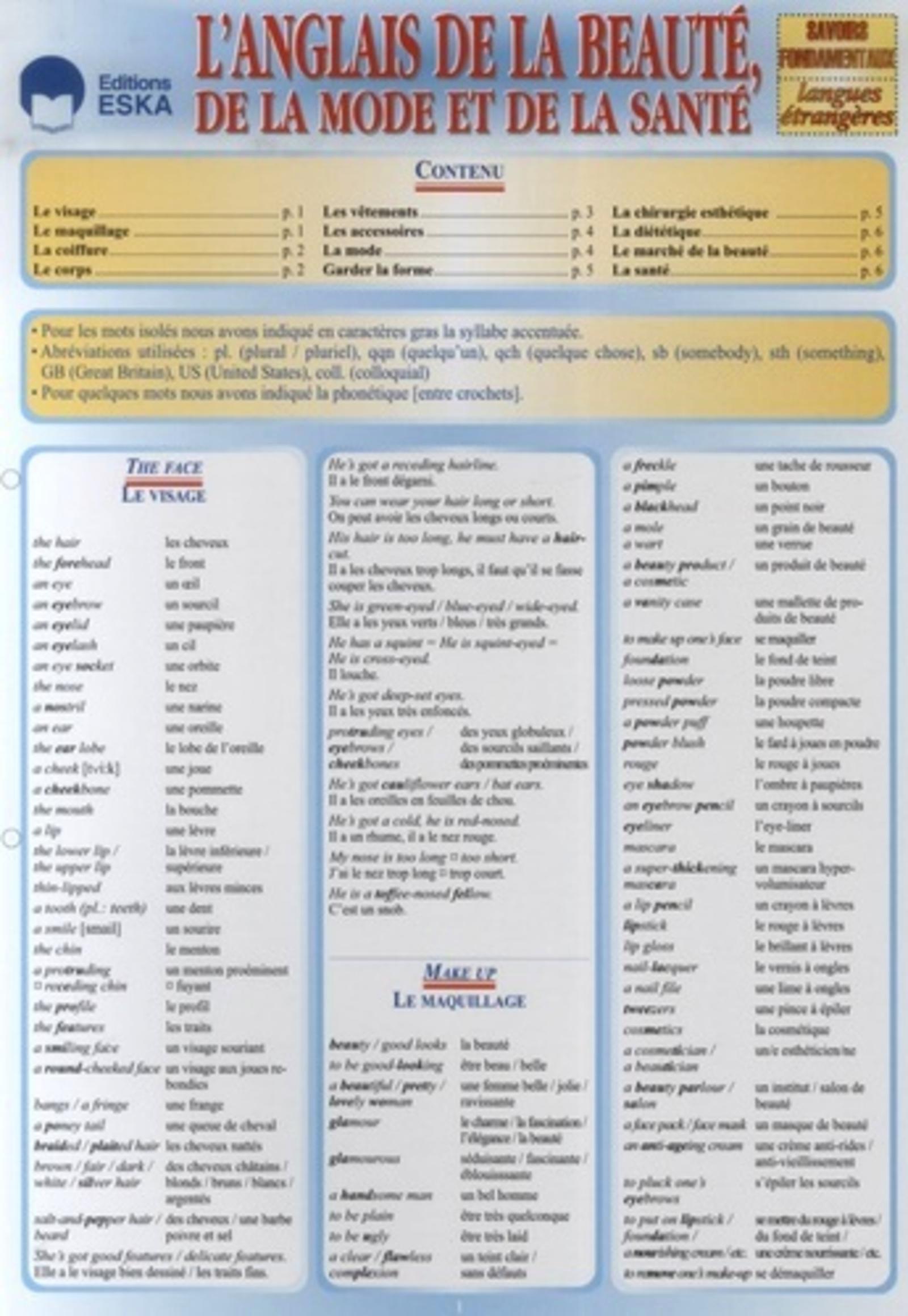 L ANGLAIS DE LA BEAUTE