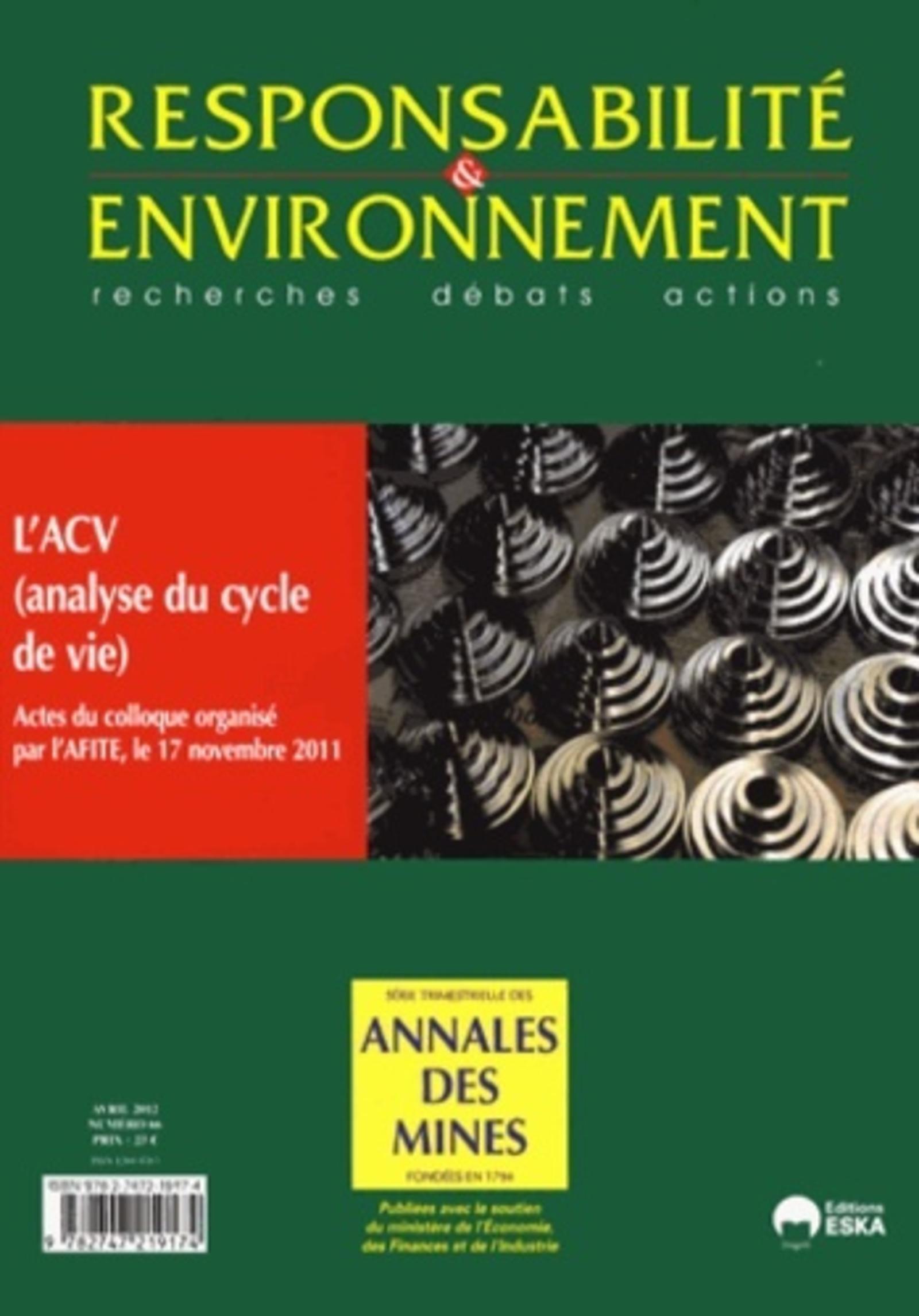 RE N 66 - AVRIL 2012 - L'ACV (ANALYSE DU CYCLE DE VIE)